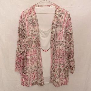 EUC Alfred Dunner 3/4 Sleeve Blouse with Detachable Necklace, size US 2X